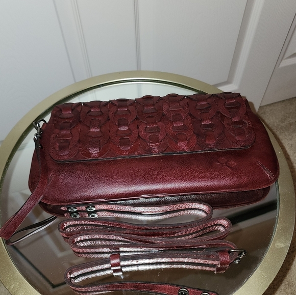 Patricia Nash Baku Leather Crossbody Clutch in Red / Pomegranate color - Picture 8 of 12